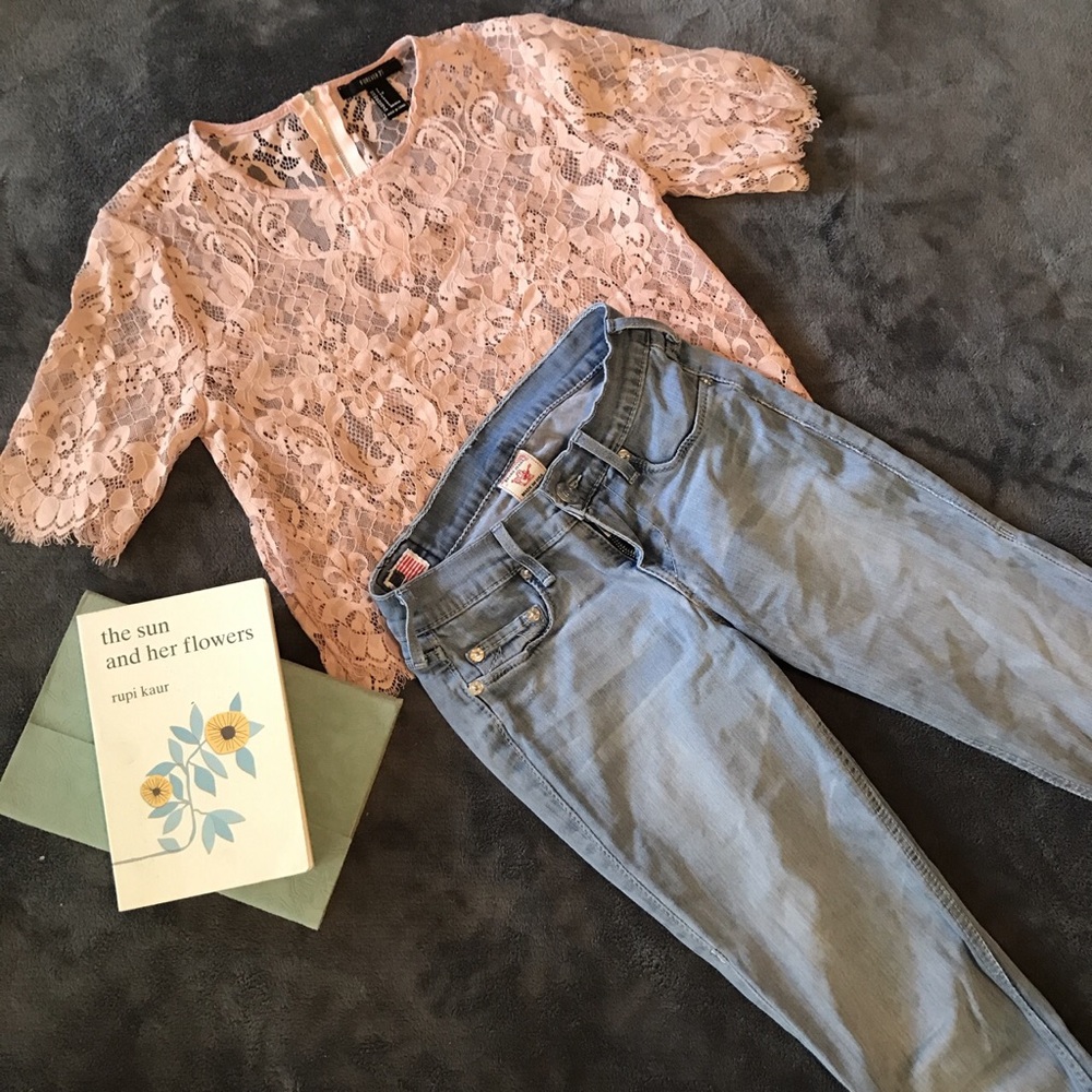 Small Pink Lace Crop Top